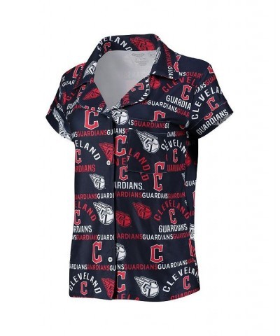 Women's Navy Cleveland Guardians Flagship Allover Print Top and Shorts Sleep Set Navy $22.00 Pajama