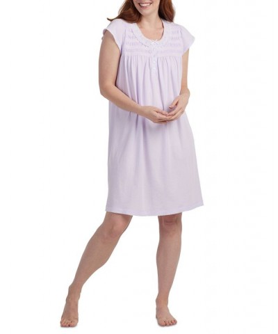 Women's Embroidered Short-Sleeve Nightgown Lilac $23.22 Sleepwear