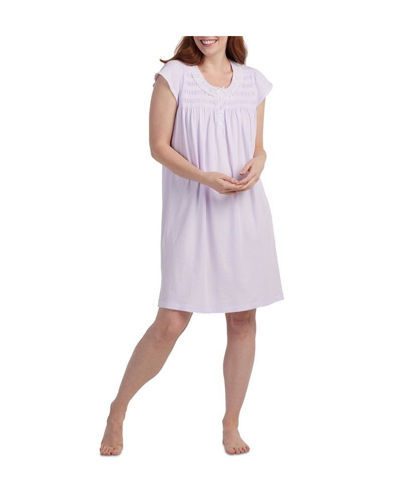 Women's Embroidered Short-Sleeve Nightgown Lilac $23.22 Sleepwear