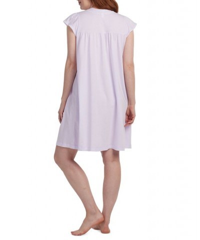 Women's Embroidered Short-Sleeve Nightgown Lilac $23.22 Sleepwear