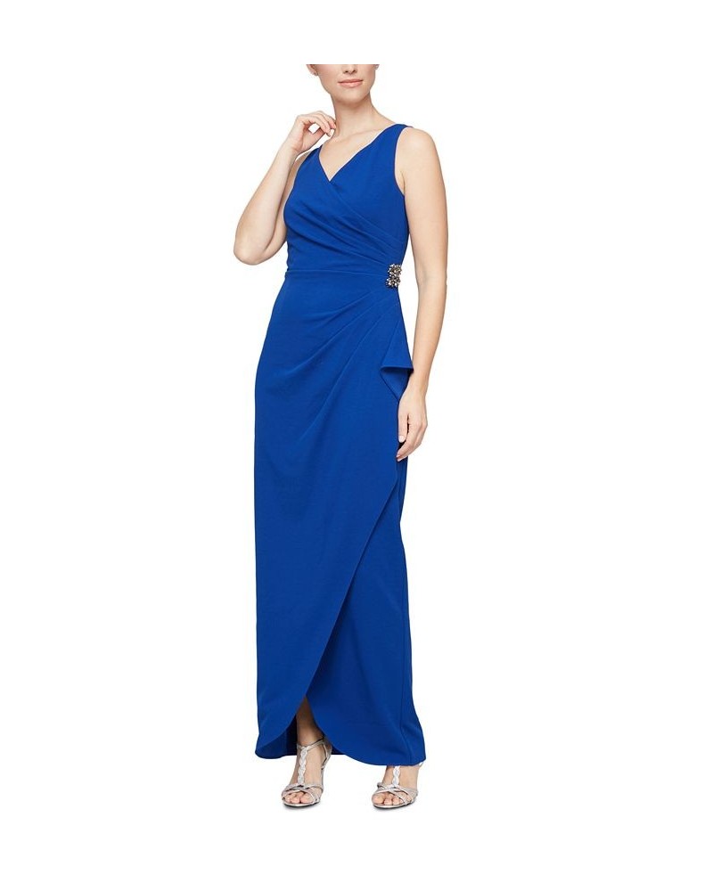 Women's V-Neck Tulip-Hem Sleeveless Gown Cobalt $54.50 Dresses