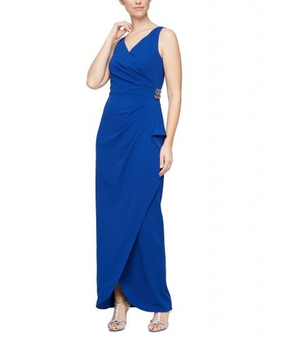 Women's V-Neck Tulip-Hem Sleeveless Gown Cobalt $54.50 Dresses