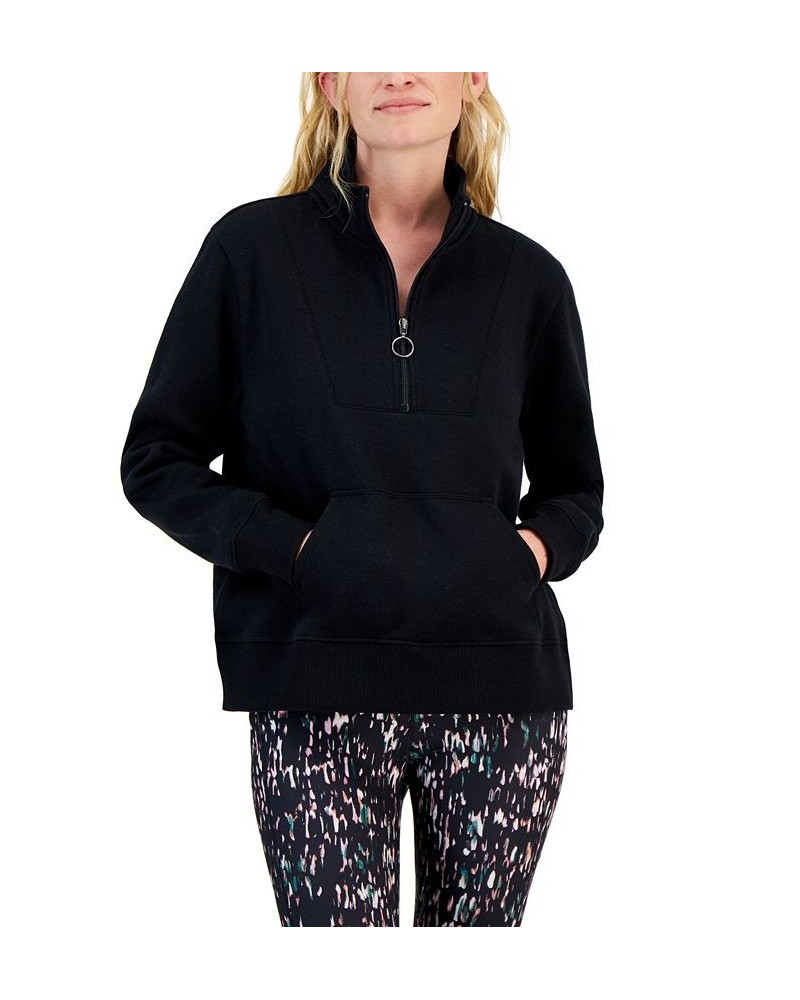 Women's Relaxed Colorblocked Zip Sweatshirt Pullover Black $10.90 Tops
