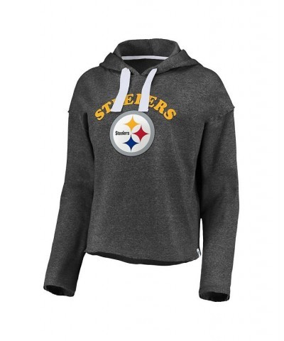 Women's Pittsburgh Steelers Historic Logo Sport Resort Vintage-Like Arc Cropped Raw Edge Pullover Hoodie Charcoal $36.39 Swea...