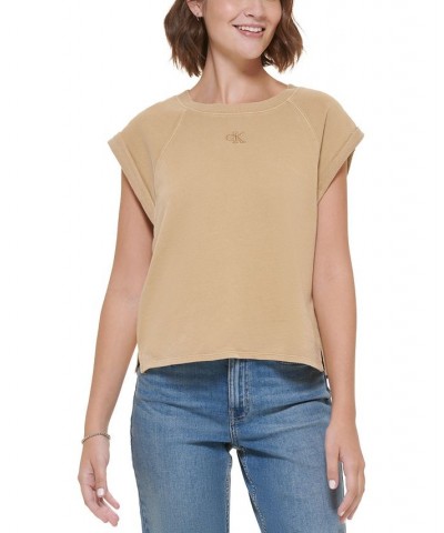 Women's Sleeveless Cotton Sweatshirt Tan/Beige $13.49 Sweatshirts