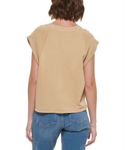 Women's Sleeveless Cotton Sweatshirt Tan/Beige $13.49 Sweatshirts