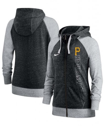 Women's Black Pittsburgh Pirates In Pocket Gym Vintage-Like Full-Zip Hoodie Black $32.00 Sweatshirts