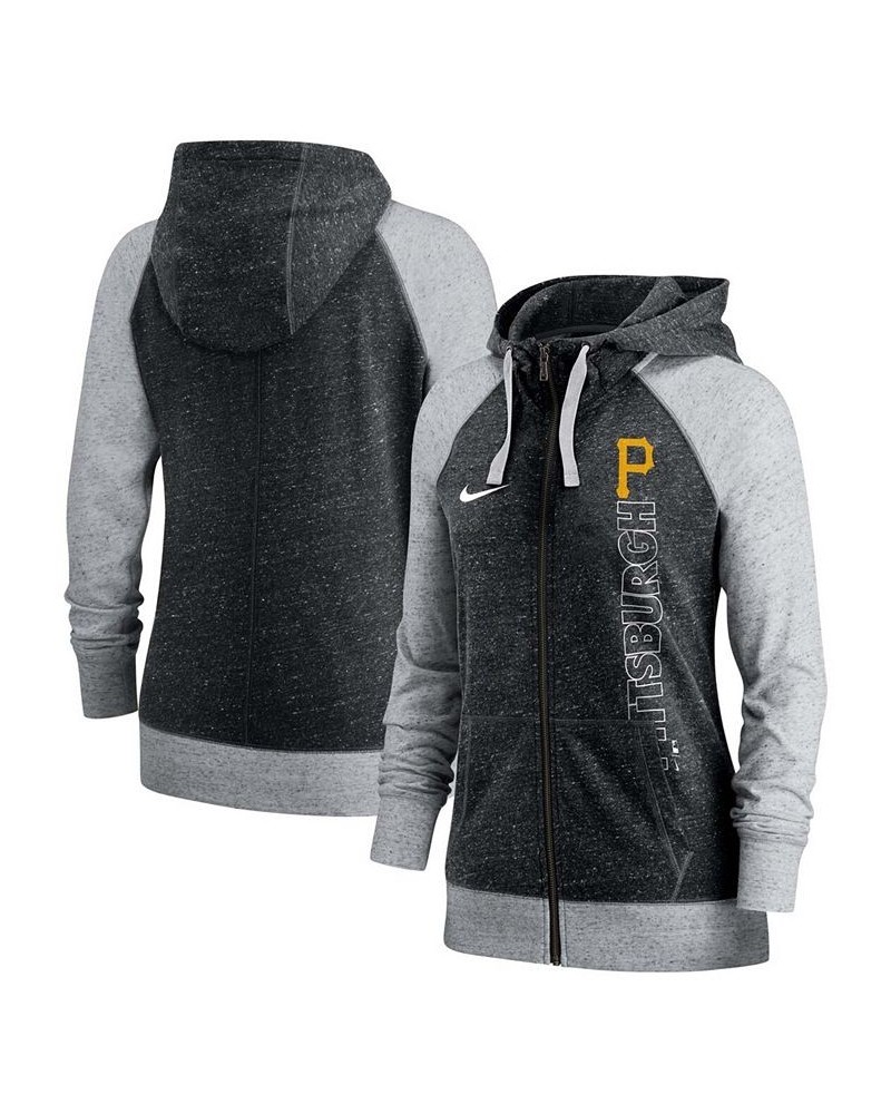 Women's Black Pittsburgh Pirates In Pocket Gym Vintage-Like Full-Zip Hoodie Black $32.00 Sweatshirts