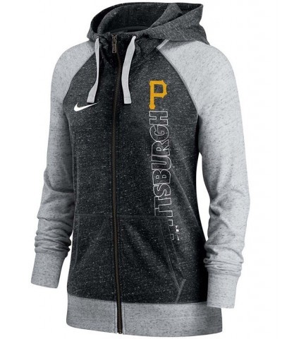 Women's Black Pittsburgh Pirates In Pocket Gym Vintage-Like Full-Zip Hoodie Black $32.00 Sweatshirts