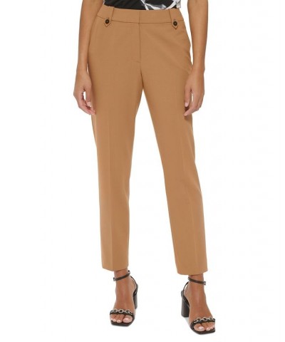 Women's Lux Mid-Rise Straight-Leg Ankle Pants Luggage $53.41 Pants