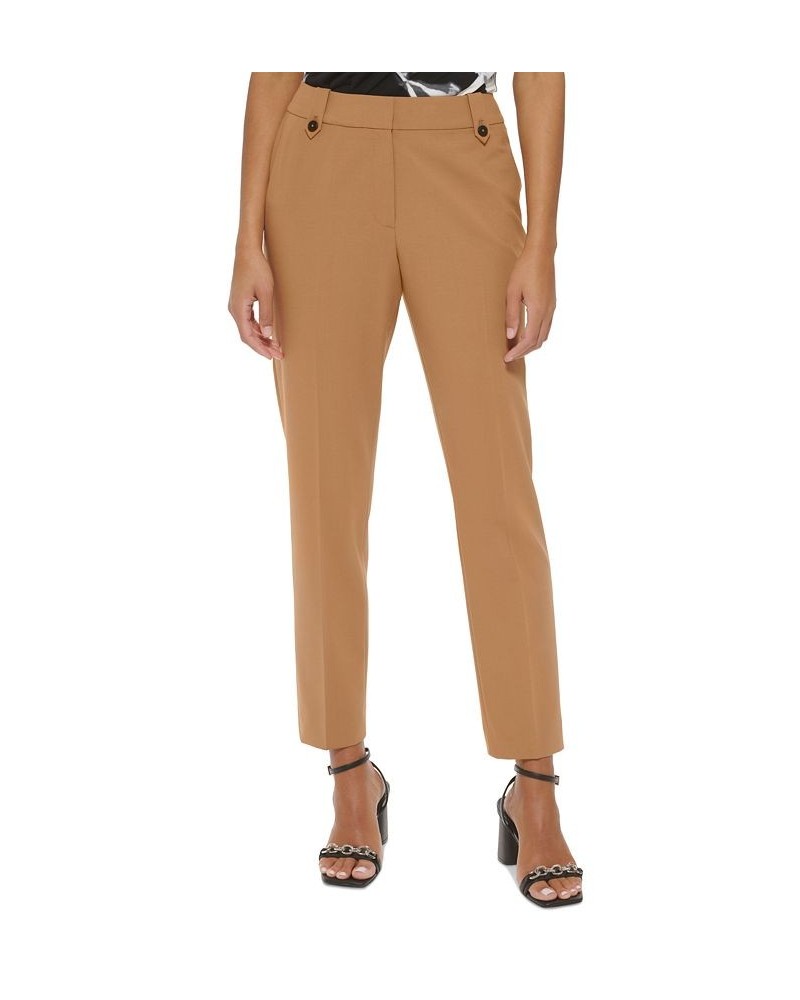 Women's Lux Mid-Rise Straight-Leg Ankle Pants Luggage $53.41 Pants