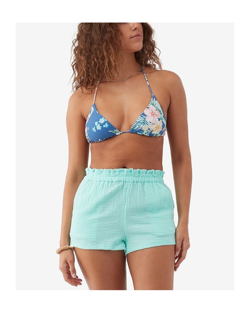 Juniors' Carla Cotton High-Rise Pull-On Shorts Ocean Wave $24.20 Shorts