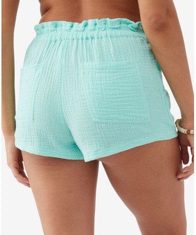 Juniors' Carla Cotton High-Rise Pull-On Shorts Ocean Wave $24.20 Shorts