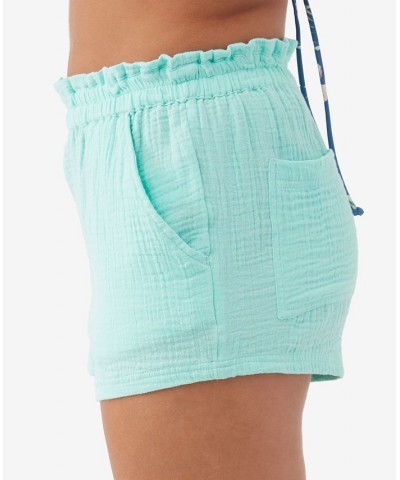 Juniors' Carla Cotton High-Rise Pull-On Shorts Ocean Wave $24.20 Shorts