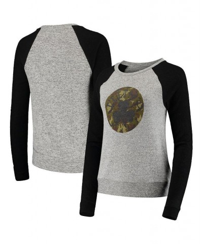 Women's Branded Gray Prestige Camo Raglan Crew Neck Sweatshirt Gray $34.19 Sweatshirts