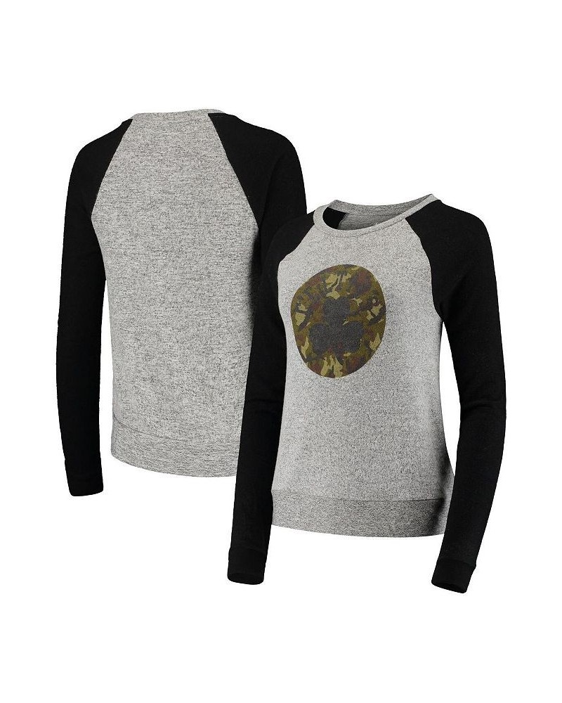 Women's Branded Gray Prestige Camo Raglan Crew Neck Sweatshirt Gray $34.19 Sweatshirts