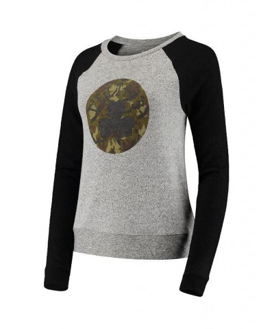 Women's Branded Gray Prestige Camo Raglan Crew Neck Sweatshirt Gray $34.19 Sweatshirts