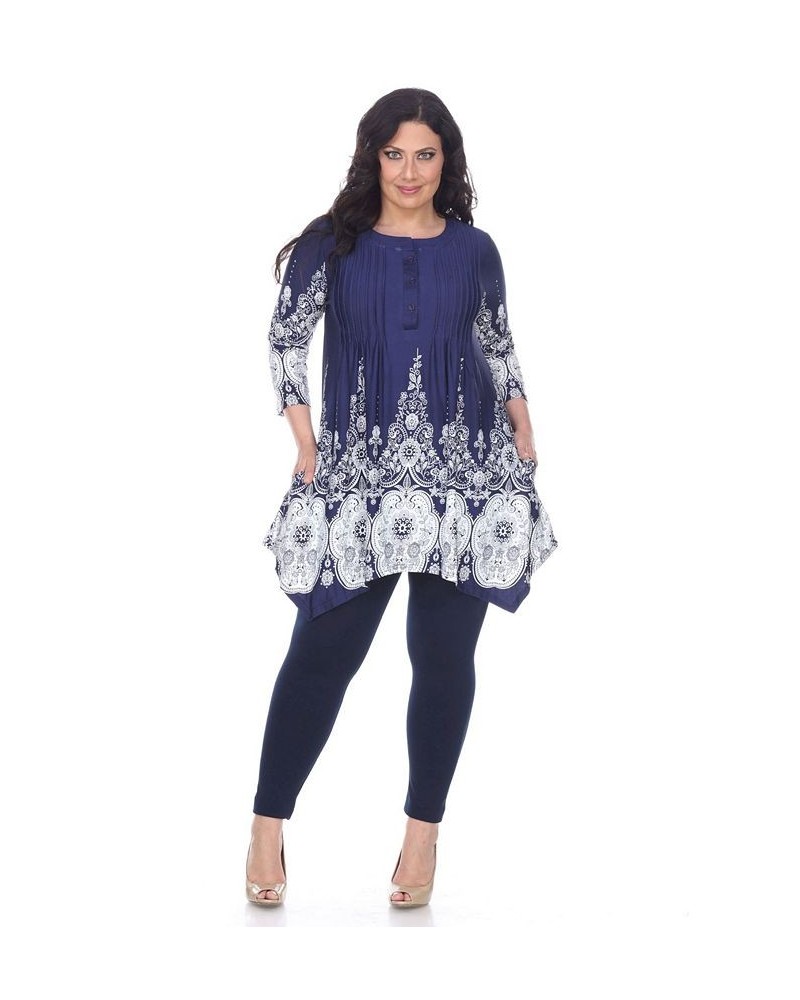 Plus Size Dulce Tunic Top Blue $25.42 Tops