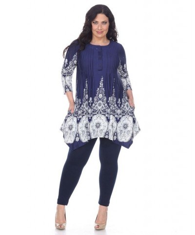 Plus Size Dulce Tunic Top Blue $25.42 Tops