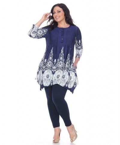 Plus Size Dulce Tunic Top Blue $25.42 Tops