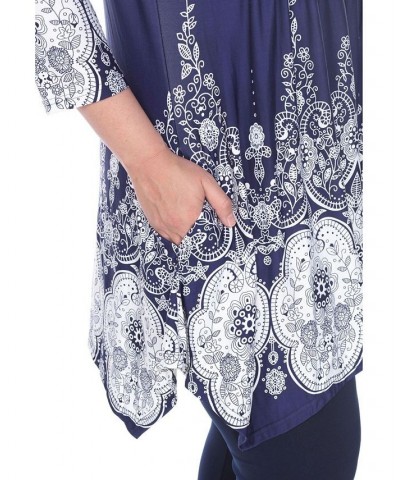 Plus Size Dulce Tunic Top Blue $25.42 Tops