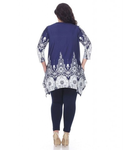 Plus Size Dulce Tunic Top Blue $25.42 Tops