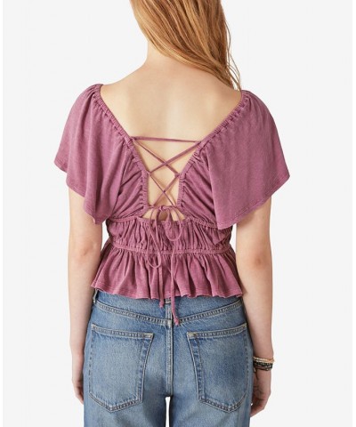 Women's Lace-Up Top Red $17.11 Tops