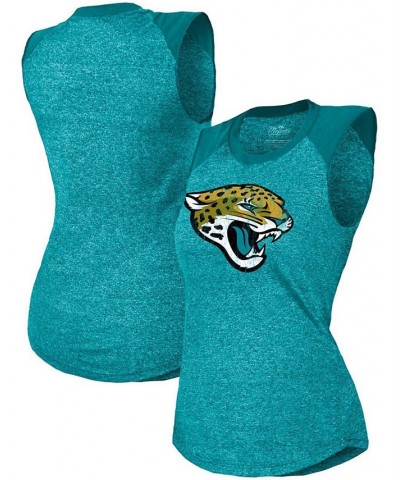 Women's Teal Jacksonville Jaguars Retro Tri-Blend Raglan Muscle Tank Top Teal $28.49 Tops