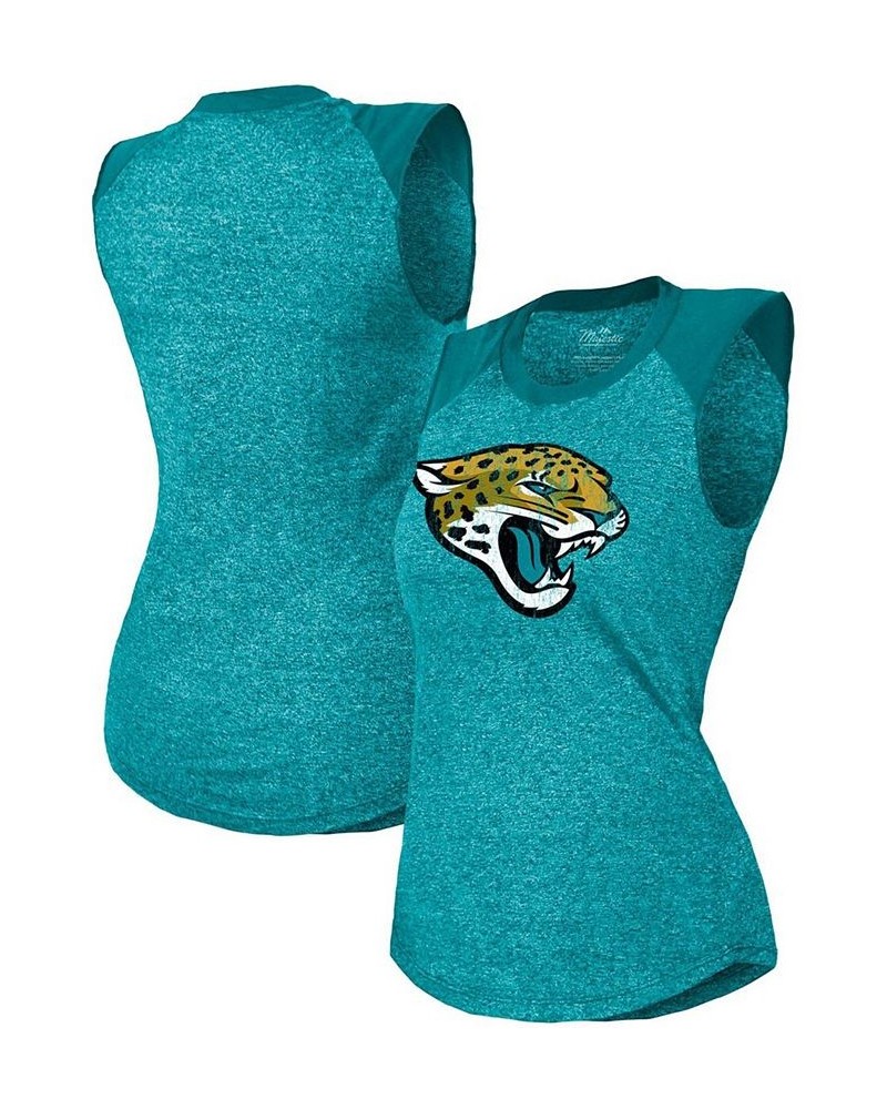 Women's Teal Jacksonville Jaguars Retro Tri-Blend Raglan Muscle Tank Top Teal $28.49 Tops