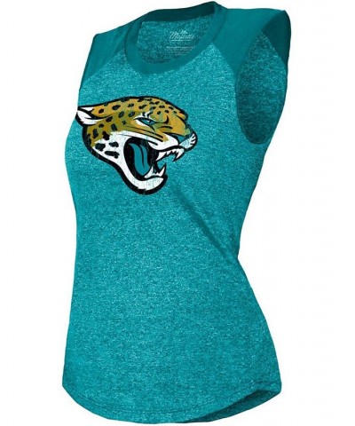 Women's Teal Jacksonville Jaguars Retro Tri-Blend Raglan Muscle Tank Top Teal $28.49 Tops