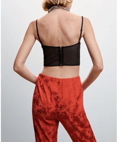 Women's Semitransparent Corset Top Black $24.00 Tops