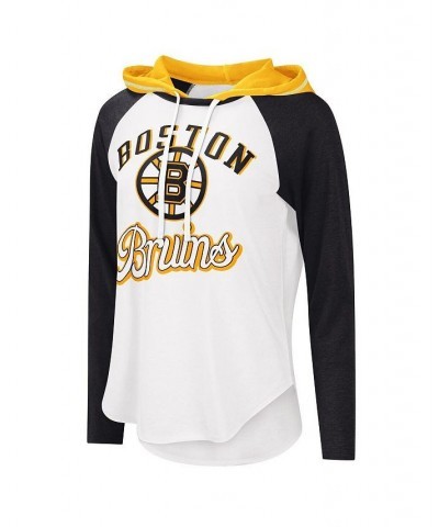 Women's Starter White Black Boston Bruins MVP Raglan Hoodie T-shirt Black $29.99 Tops