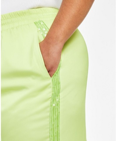 Trendy Plus Size Sequin-Stripe Wide-Leg Pants Green $44.69 Pants