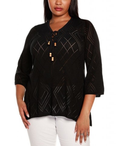 Black Label Plus Size V-Neck Sweater Black $25.30 Sweaters