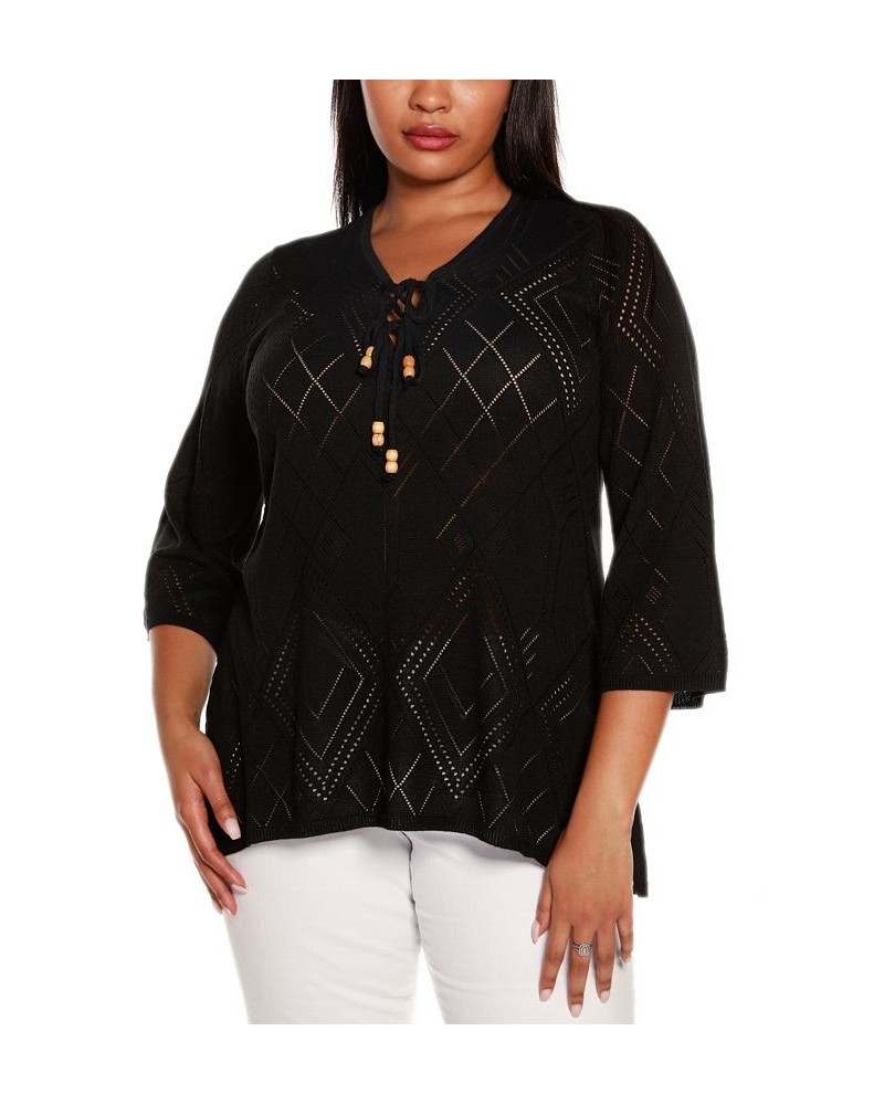 Black Label Plus Size V-Neck Sweater Black $25.30 Sweaters