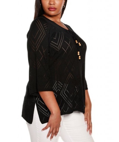 Black Label Plus Size V-Neck Sweater Black $25.30 Sweaters