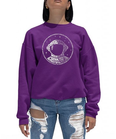 Women's Word Art I Need My Space Astronaut Crewneck Sweatshirt Purple $27.99 Tops