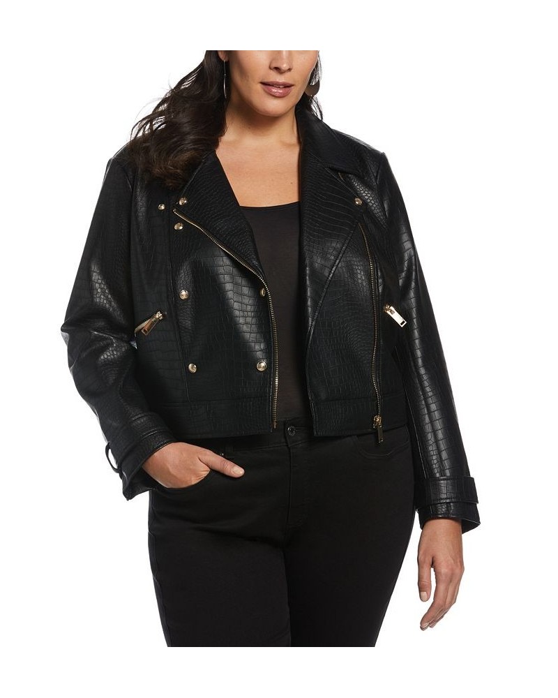 Plus Size Faux Leather Moto Jacket Black $87.71 Jackets