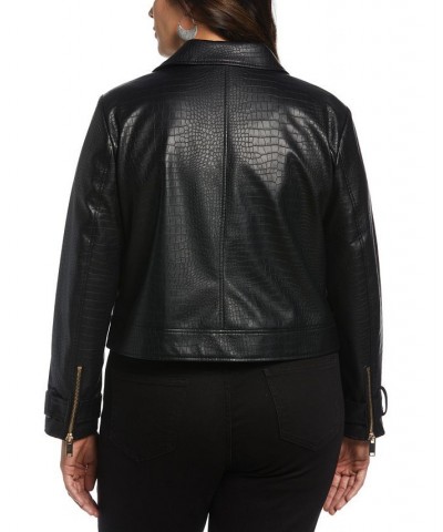 Plus Size Faux Leather Moto Jacket Black $87.71 Jackets