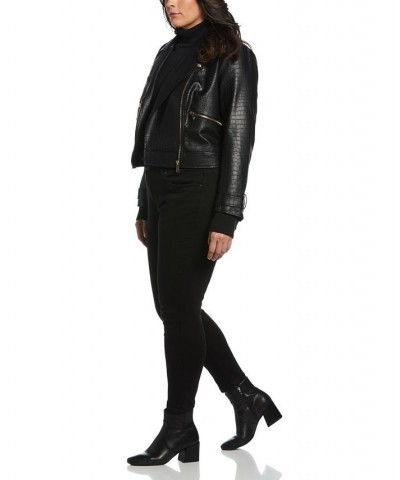 Plus Size Faux Leather Moto Jacket Black $87.71 Jackets