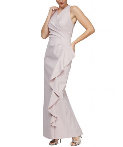 Women's Cascade-Ruffle Back-Slit Gown Blush $114.39 Dresses