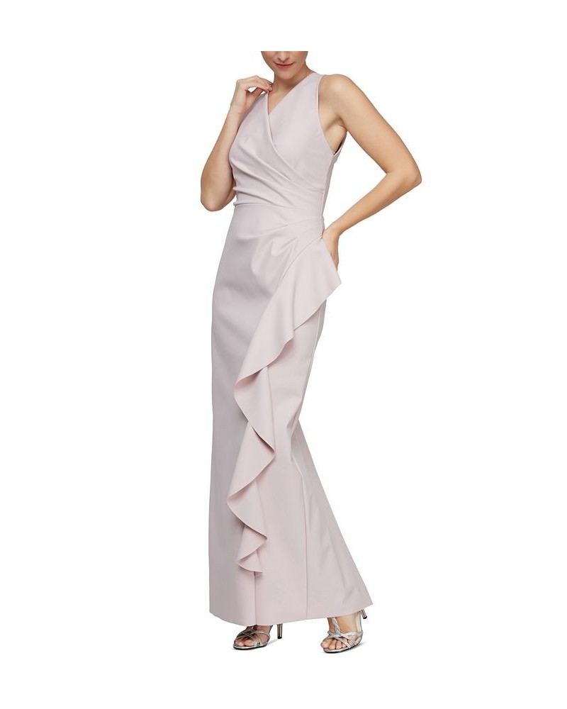 Women's Cascade-Ruffle Back-Slit Gown Blush $114.39 Dresses