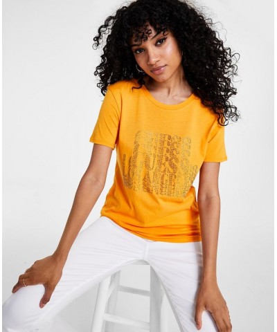 Women's Cascade Logo Short-Sleeve Easy T-Shirt Yellow $28.08 Tops