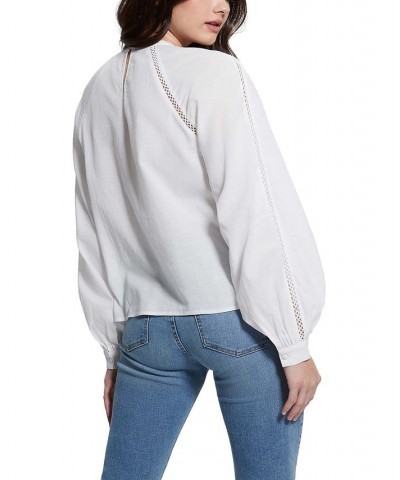 Women's Iba Embroidered Eyelet Balloon-Sleeve Top Pure White $64.86 Tops