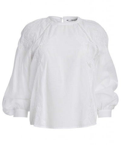 Women's Iba Embroidered Eyelet Balloon-Sleeve Top Pure White $64.86 Tops