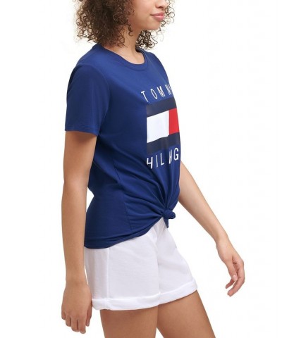 Tie-Front Logo T-Shirt Blue $13.61 Tops