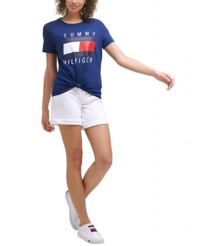 Tie-Front Logo T-Shirt Blue $13.61 Tops