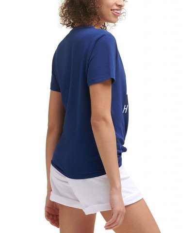 Tie-Front Logo T-Shirt Blue $13.61 Tops