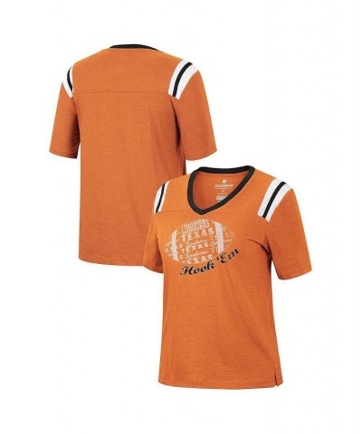 Women's Heathered Texas Orange Texas Longhorns 15 Min Early Football V-Neck T-shirt Orange $19.74 Tops
