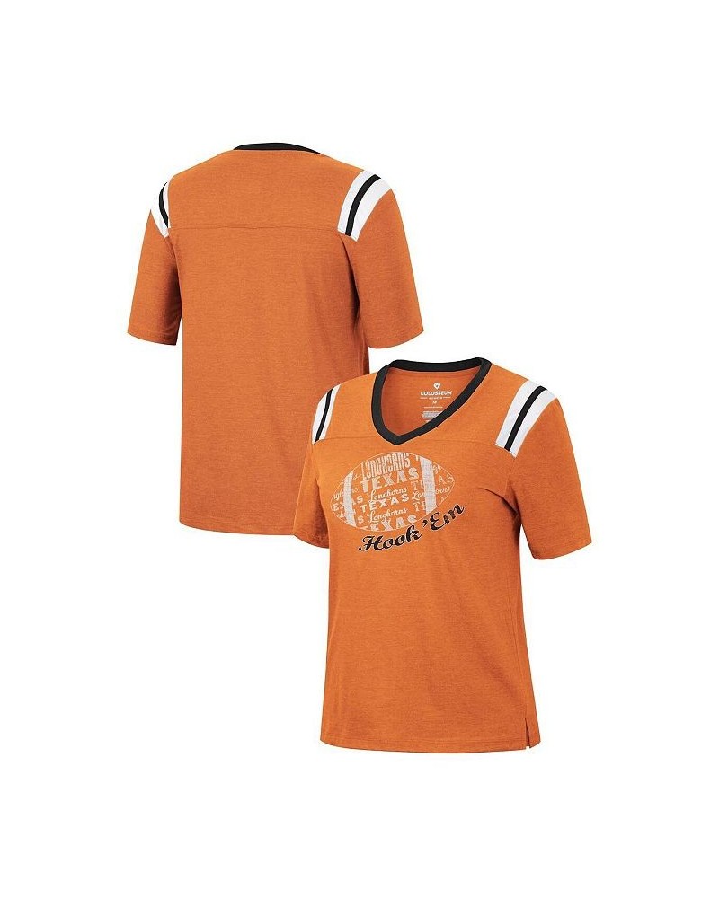 Women's Heathered Texas Orange Texas Longhorns 15 Min Early Football V-Neck T-shirt Orange $19.74 Tops